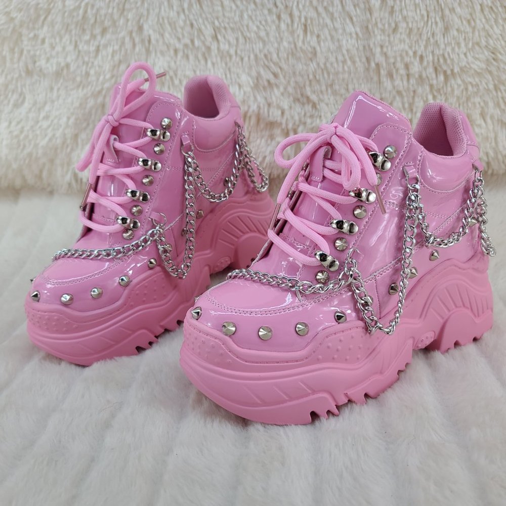 Space Candy by Anthony Wang 4" Baby Pink Sneaker Wedges